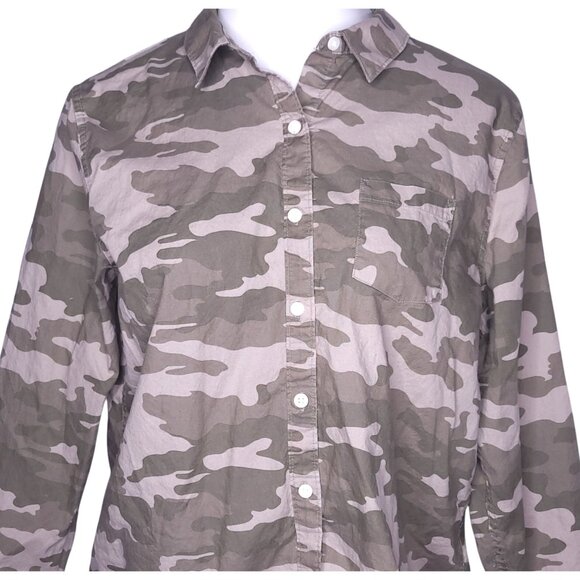 Universal Thread Womens Camden Camo Button-Down Shirt L Long Sleeve Casual Top - Picture 1 of 5